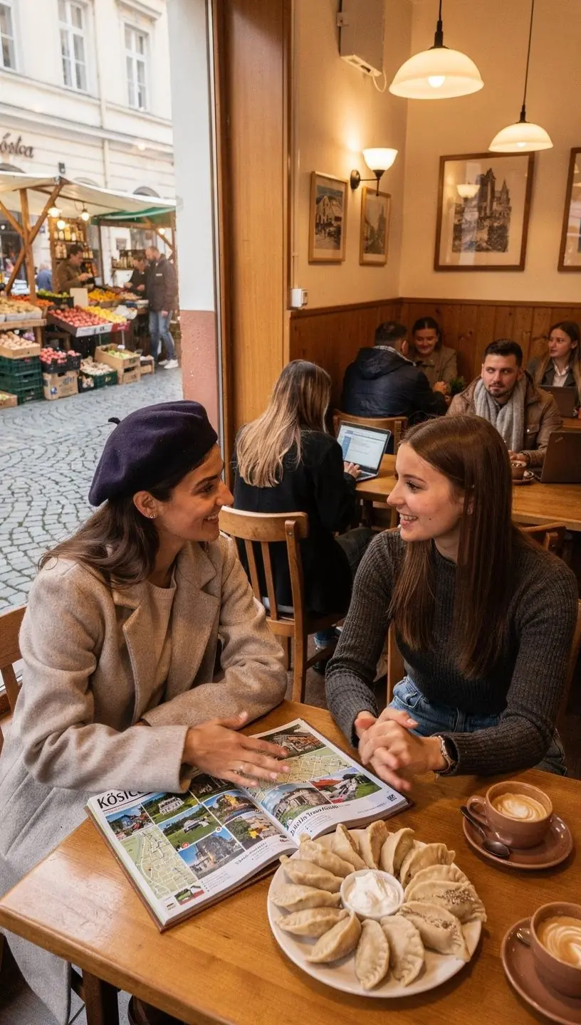 A vibrant market scene in Nitra filled with local crafts, fresh produce, and traditional Slovak delicacies.
